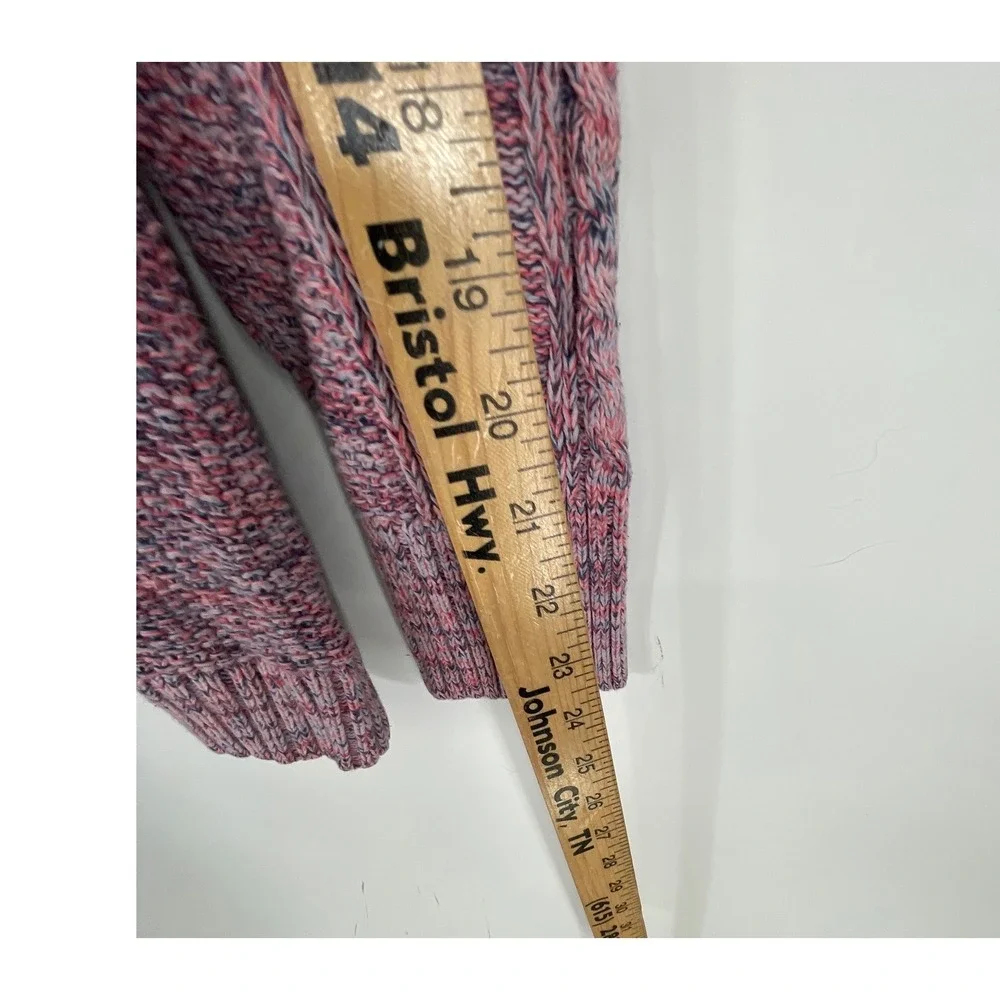 VTG Gap Womens Sweater XL Tall Pullover Pink Marled Cable Knit Crew Neck Raglan